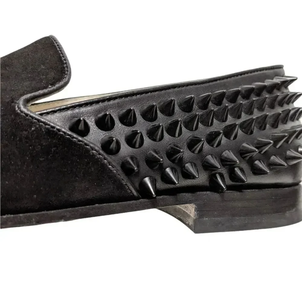 OTABO Men's Suede Leather Studded Loafers 10
